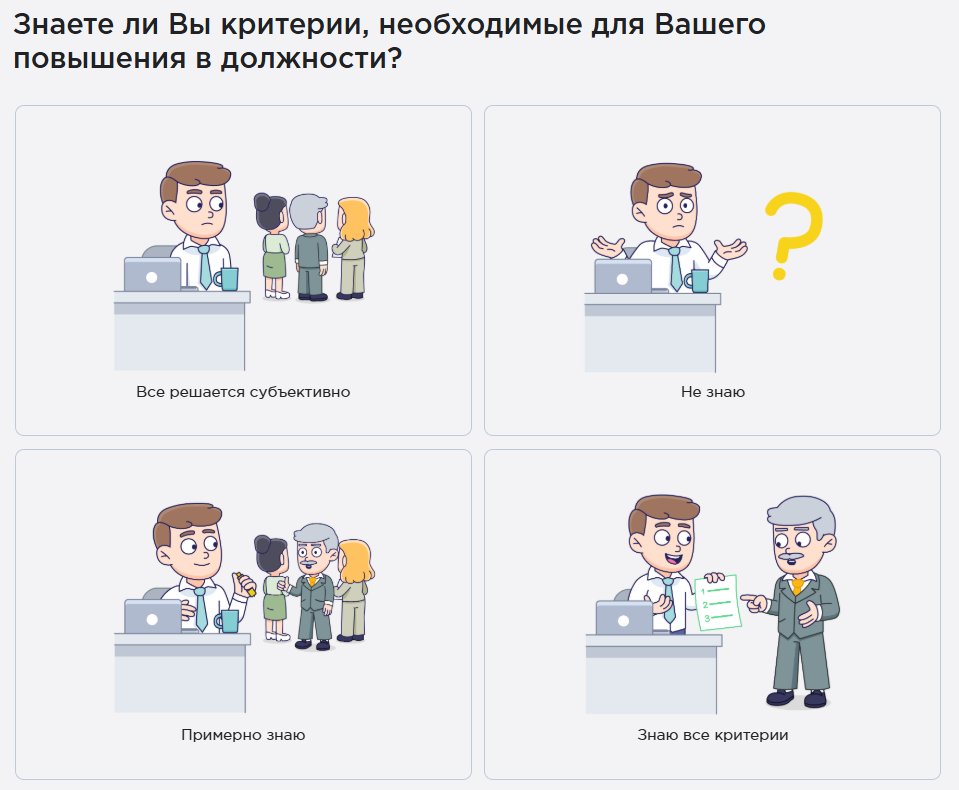 Примеры вопросов, метрика «Карьера»